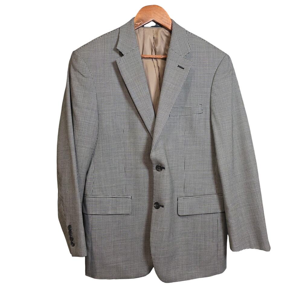 Lauren Ralph Lauren Wool Houndstooth Sport Coat Black and Beige Size 38S
